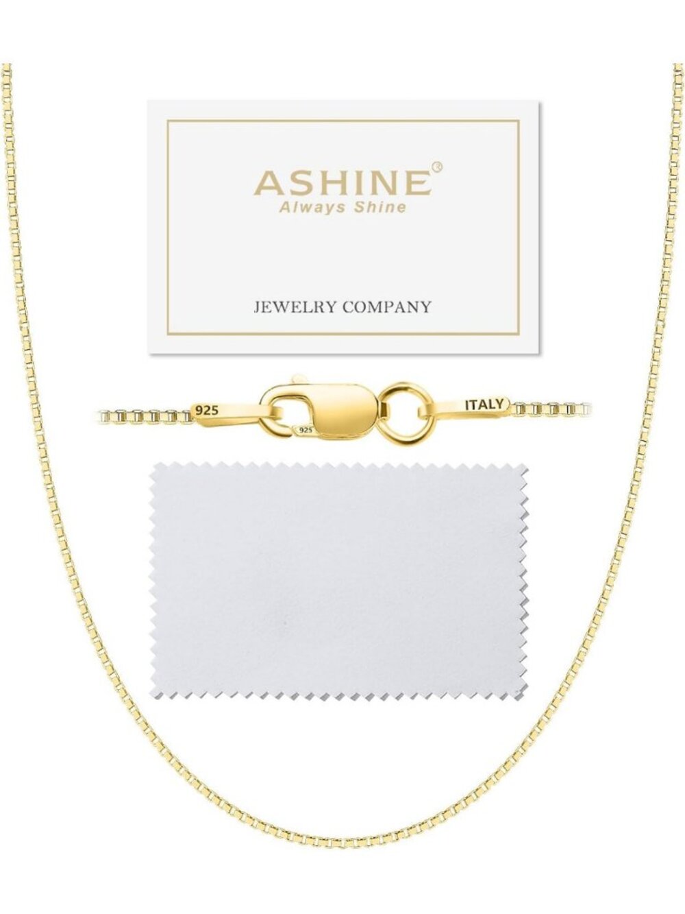 Elegant 14K Gold Box Chain Necklace for Women - Pendant Ready, Stylish Accessory